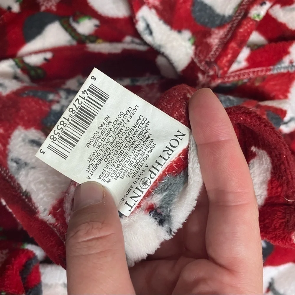 North Point Polar Bear Fleece Blanket Red White Winter Christmas